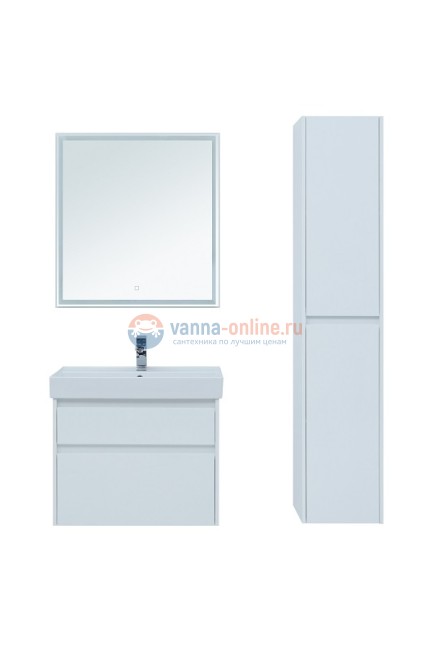 Тумба с раковиной Aquanet Nova Lite 75, 2 ящика, белый глянец