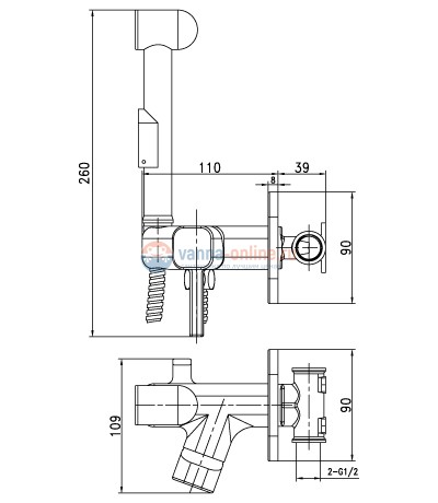 Смеситель для биде Lemark Solo LM7165C встраиваемый с гигиеническим душем