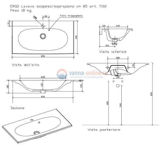 Раковина Galassia Ergo 7102