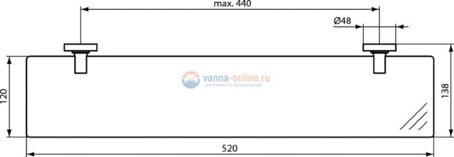 Полка 520 мм Ideal Standard IOM A9124XG Полка 520 мм Ideal Standard IOM A9124XG