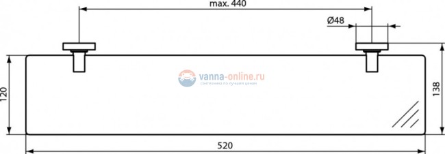 Полка 520 мм Ideal Standard IOM A9124XG Полка 520 мм Ideal Standard IOM A9124XG