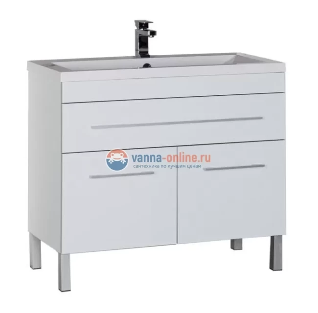 Тумба под раковину Aquanet Верона 90 напольная (2 дверцы, 1 ящик) 00182708, цвет белый