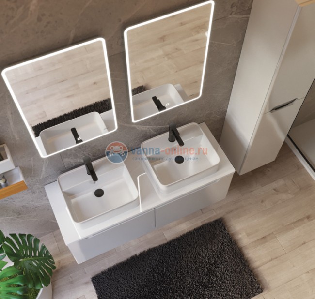 Тумба с раковиной Dreja W 125 см, 99.9400, подвесная, белый глянцевый Тумба с раковиной Dreja W 125 см, 99.9400, подвесная, белый глянцевый