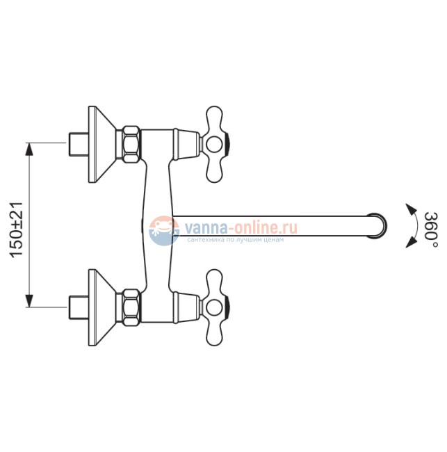 Смеситель Vidima РЕТРО (Retro) BA122AA для раковины, настенный, поворотный излив, хром Смеситель Vidima РЕТРО (Retro) BA122AA для раковины, настенный, поворотный излив, хром