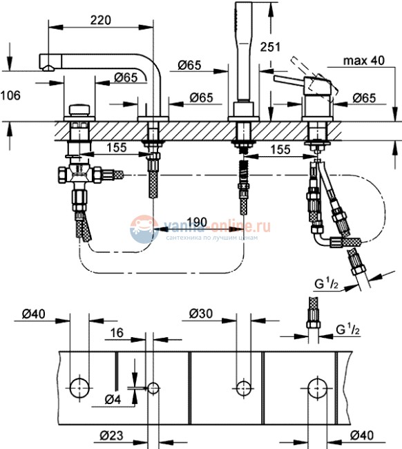 Смеситель Grohe Concetto New 19576 001 для ванны Смеситель Grohe Concetto New 19576 001 для ванны