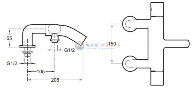 Смеситель Jacob Delafon Talan E10090-CP для ванны термостатический Смеситель Jacob Delafon Talan E10090-CP для ванны термостатический