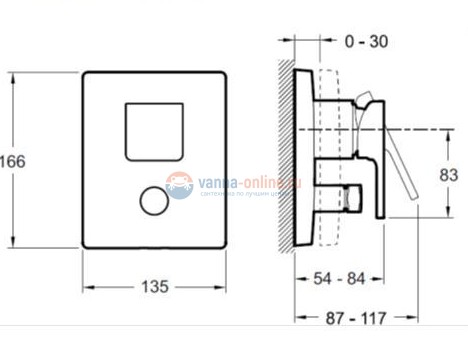Смеситель Jacob Delafon Strayt E98633-CP на 2 выхода с переключателем Смеситель Jacob Delafon Strayt E98633-CP на 2 выхода с переключателем