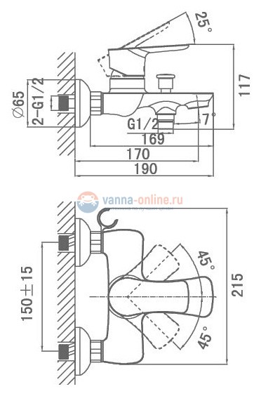 Смеситель D&K Reisling Rhein DA1273201 для ванны и душа Смеситель D&K Reisling Rhein DA1273201 для ванны и душа