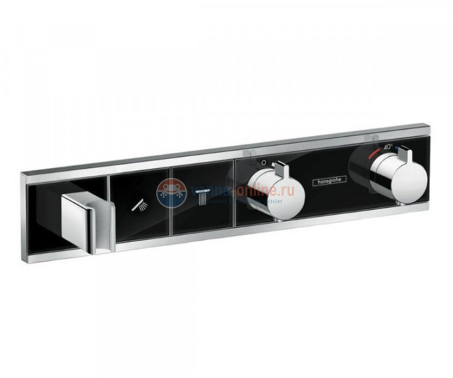 Смеситель для душа Hansgrohe RainSelect 15355600, 2 потребителя, термостатический, черный/хром Смеситель для душа Hansgrohe RainSelect 15355600, 2 потребителя, термостатический, черный/хром