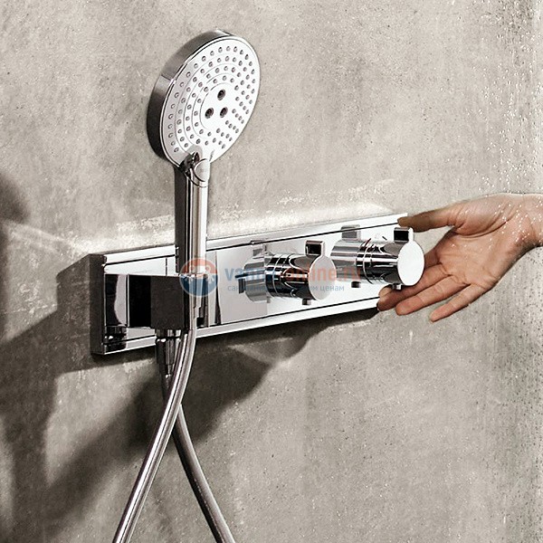 Смеситель для душа Hansgrohe RainSelect 15355600, 2 потребителя, термостатический, черный/хром Смеситель для душа Hansgrohe RainSelect 15355600, 2 потребителя, термостатический, черный/хром