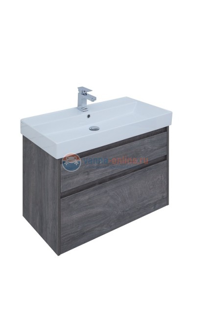 Тумба с раковиной Aquanet Nova Lite 90, 2 ящика, дуб рошелье