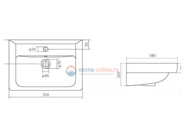 Мебельная мини-раковина Santek Тигода 1.WH30.2.127 55 см