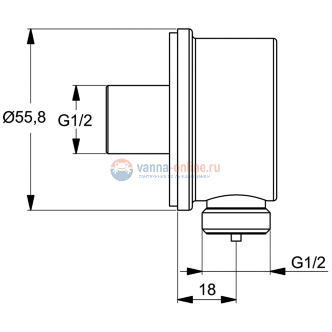 Подключение для душевого шланга 1/2"х1/2" Ideal Standard IDEALRAIN B9448AA для душа