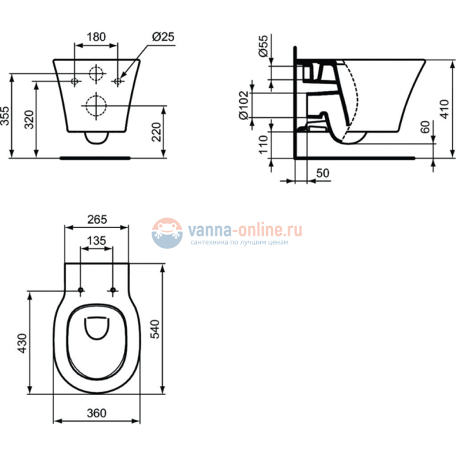 Подвесной унитаз, глубокий смыв Ideal Stanadrd CONNECT AIR AquaBlade® E0054V3 Подвесной унитаз, глубокий смыв Ideal Stanadrd CONNECT AIR AquaBlade® E0054V3
