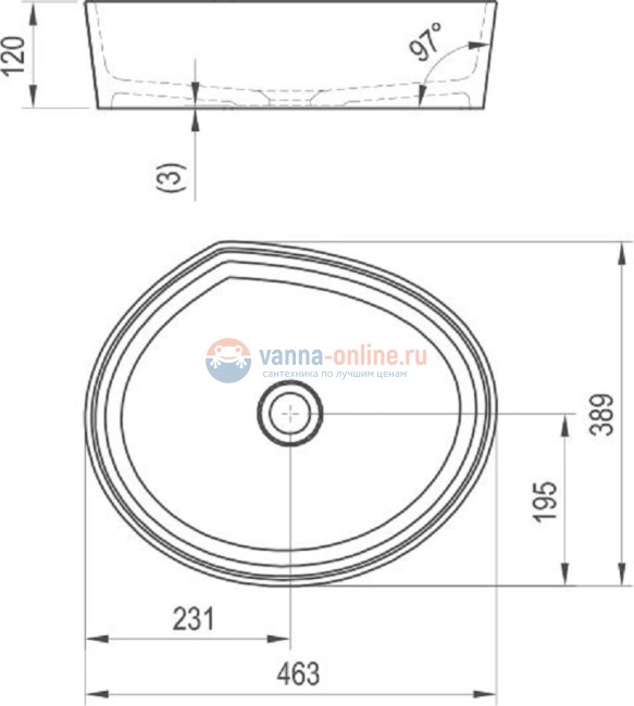 Раковина Ravak Moon 3 XJN01300004, 46,3 х 38,9 см, цвет белый