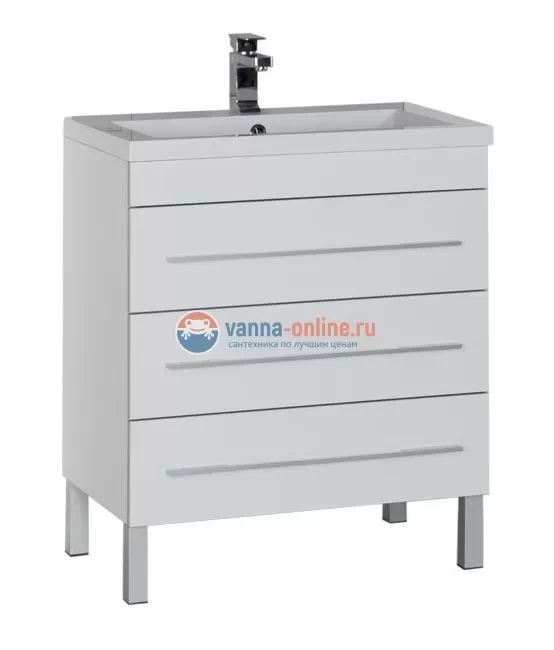 Тумба под раковину Aquanet Верона 75 напольная (3 ящика) 00178254, цвет белый Тумба под раковину Aquanet Верона 75 напольная (3 ящика) 00178254, цвет белый