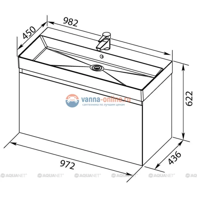 Тумба под раковину Aquanet Нью-Йорк 100 00203949, цвет орех