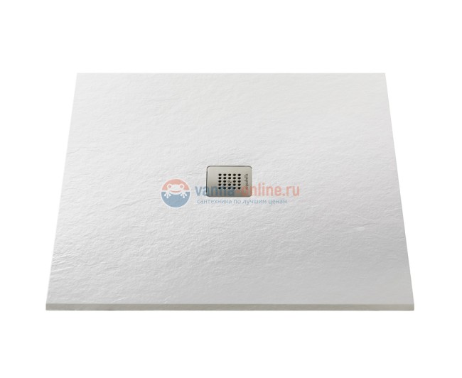 Поддон Acquabella Base 90 x 90 см квадратный, из искусственного мрамора с сифоном и решеткой, цвет белый
