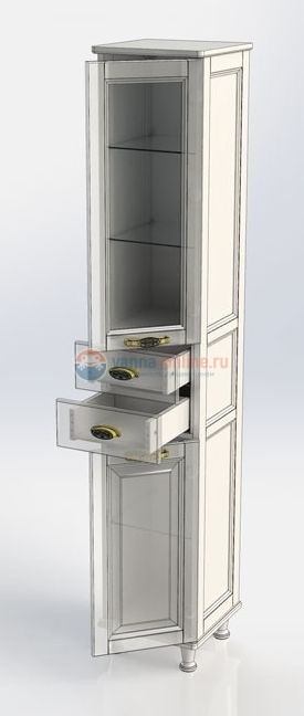 Пенал Aquanet Тесса 35 00185810, цвет жасмин-золото