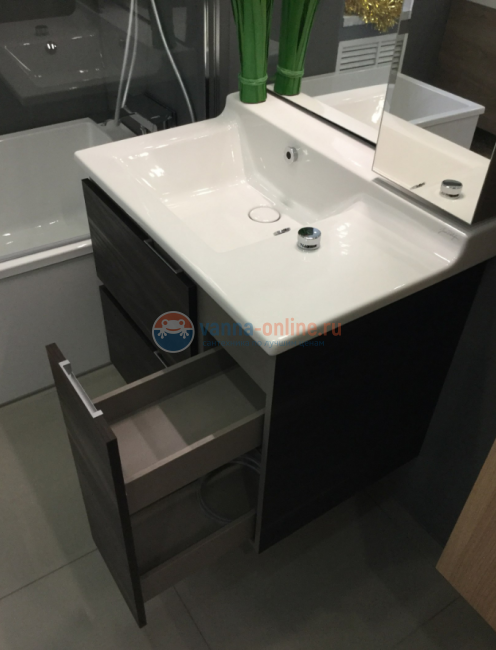 Тумба под раковину Jacob Delafon Soprano 100 EB1331-N08-E15, цвет - черное дерево/матовый базальт, 96*53,5 см Тумба под раковину Jacob Delafon Soprano 100 EB1331-N08-E15, цвет - черное дерево/матовый базальт, 96*53,5 см