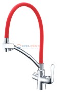 Смеситель Lemark Comfort LM3070C-Red для кухонной мойки, хром/красный
