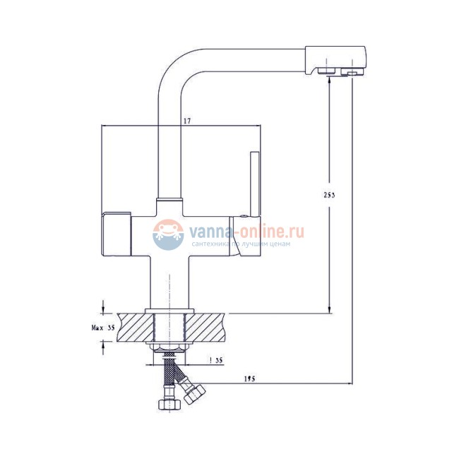 Смеситель для кухни Rush Gozo MS9035-31 с фильтром, хром