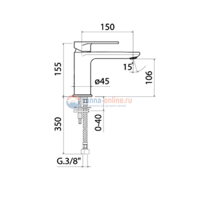 Смеситель для раковины Jacuzzi Rubinetteria Borea