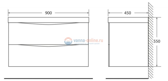 Тумба под раковину BelBagno Marino MARINO-900-2C-SO-RG-P, 90 х 45 х 55 см, Rovere Grigio - светлое дерево