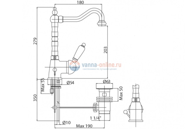 Смеситель Cezares VINTAGE-LLM2-01-Sw для кухни, хром, ручки Swarovski Смеситель Cezares VINTAGE-LLM2-01-Sw для кухни, хром, ручки Swarovski