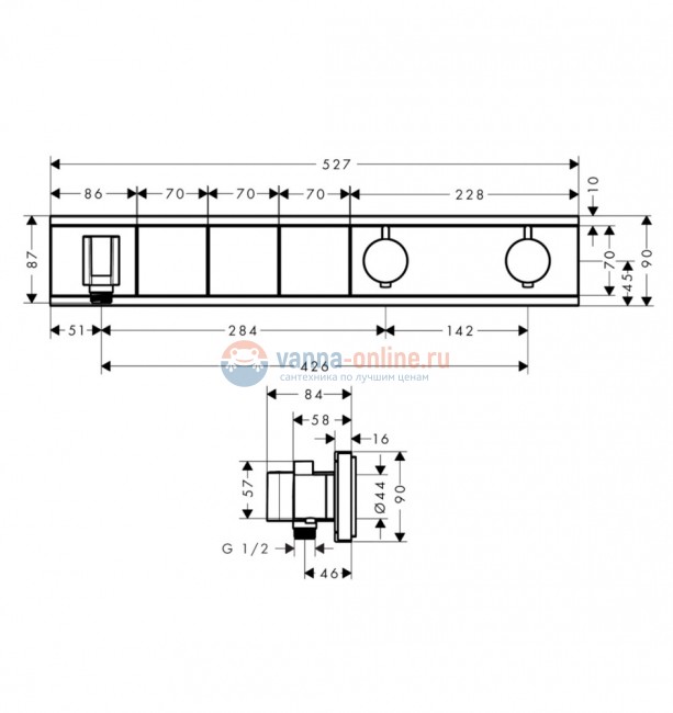 Смеситель для душа Hansgrohe RainSelect 15356000, 3 потребителя, термостатический, хром Смеситель для душа Hansgrohe RainSelect 15356000, 3 потребителя, термостатический, хром