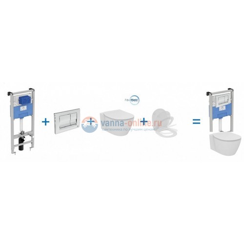 Инсталляция Ideal Standard с унитазом Connect AquaBlade E047901, сиденье микролифт, комплект (E212701)
