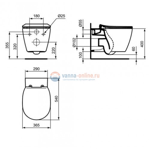 Инсталляция Ideal Standard с унитазом Connect AquaBlade E047901, сиденье микролифт, комплект (E212701)