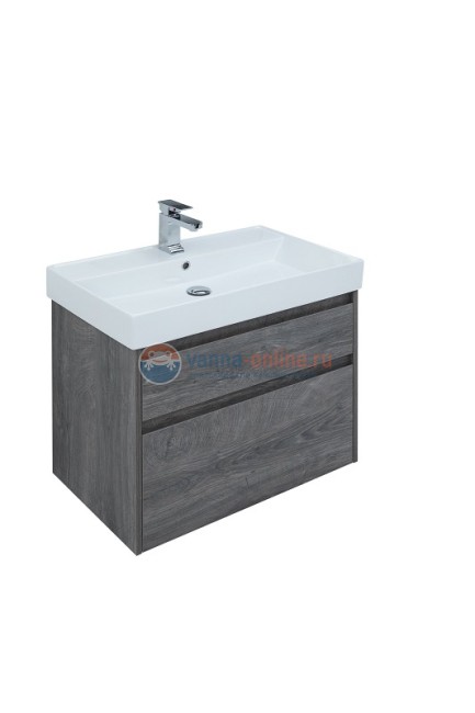 Тумба с раковиной Aquanet Nova Lite 75, 2 ящика, дуб рошелье