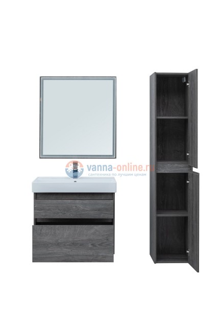 Тумба с раковиной Aquanet Nova Lite 75, 2 ящика, дуб рошелье