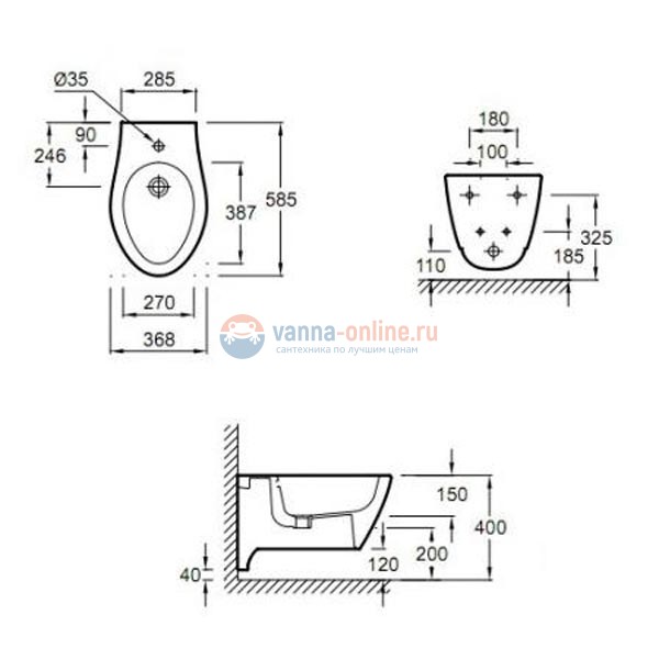 Биде Jacob Delafon Via E1745-00 подвесное Биде Jacob Delafon Via E1745-00 подвесное
