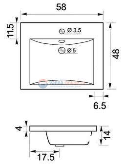 Мебельная раковина Aquanet Нота 58