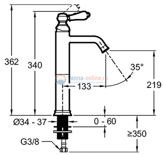 Смеситель Jacob Delafon Louise E24361-CP для раковины, высокий, без донного клапана, хром/белый Смеситель Jacob Delafon Louise E24361-CP для раковины, высокий, без донного клапана, хром/белый