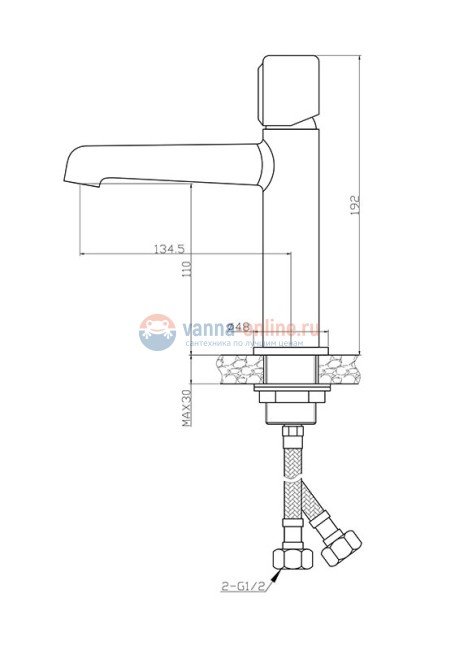 Смеситель Agger Slim A2202100 для раковины без донного клапана, хром