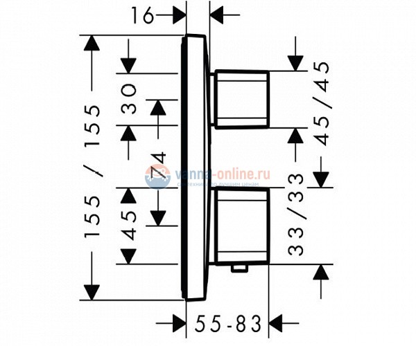 Смеситель Hansgrohe 15707000 Ecostat термостатический, с запорным вентилем