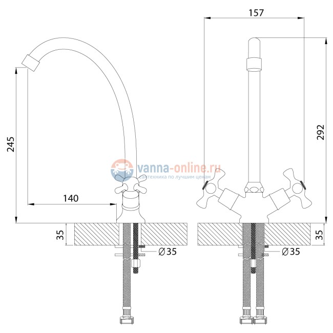 Смеситель Rossinka H02-71 для кухни