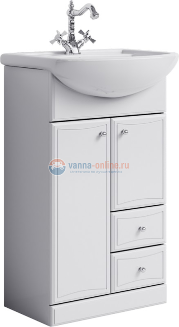 Тумба под раковину Aqwella Барселона 55, напольная, белый, Ba.01.05/2