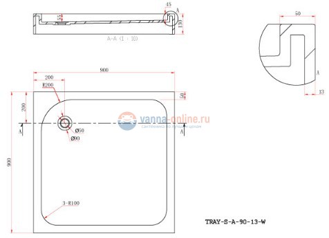 Поддон литой Cezares TRAY-S-A-90-13-W, белый, с сифоном в комплекте, из искусственного камня Поддон литой Cezares TRAY-S-A-90-13-W, белый, с сифоном в комплекте, из искусственного камня