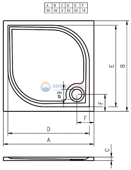 Поддон душевой Riho Kolping 90x90 см, DB21, из искусственного камня с сифоном и ножками Поддон душевой Riho Kolping 90x90 см, DB21, из искусственного камня с сифоном и ножками