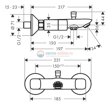 Смеситель Hansgrohe Logis 71243000 для ванны/душа Смеситель Hansgrohe Logis 71243000 для ванны/душа