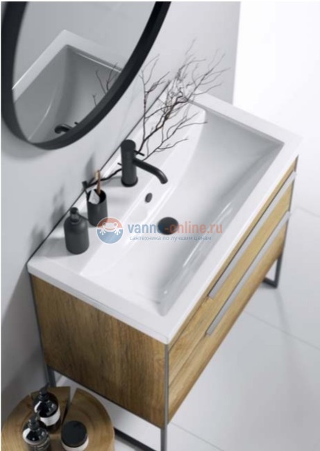 Тумба с раковиной Aqwella Fargo FRG0108DB 80 см с ящиками, дуб балтийский