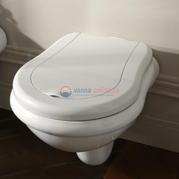 Крышка-сиденье Kerasan Retro 108401 Soft-Close, белый/бронза Крышка-сиденье Kerasan Retro 108401 Soft-Close, белый/бронза