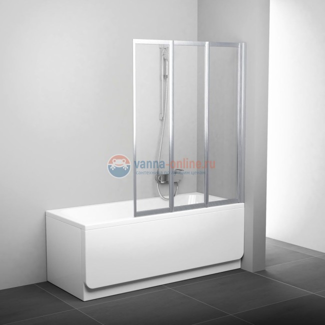 Шторка на ванну Ravak VS3 100 Transparent, 795P0U00Z1, профиль сатин