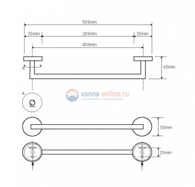 Полотенцедержатель Bemeta Neo 104204125 50 см, хром матовый Полотенцедержатель Bemeta Neo 104204125 50 см, хром матовый