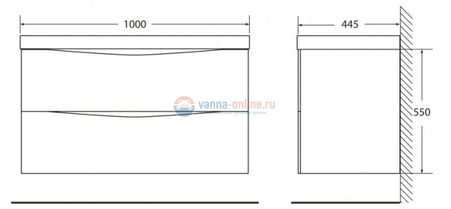 Тумба под раковину BelBagno Marino MARINO-1000-2C-SO-RN-P, 100 х 44,5 х 55 см, Rovere Nature - светло-коричневый