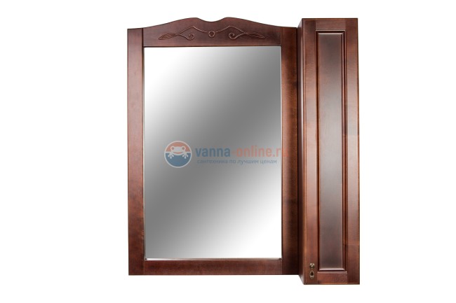 Зеркальный шкаф Orange Классик 85 см, с подсветкой,правый, массив бука, цвет - орех